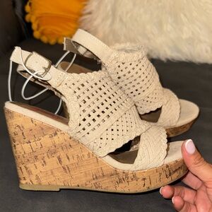 Beige and brown wedge . Size 5